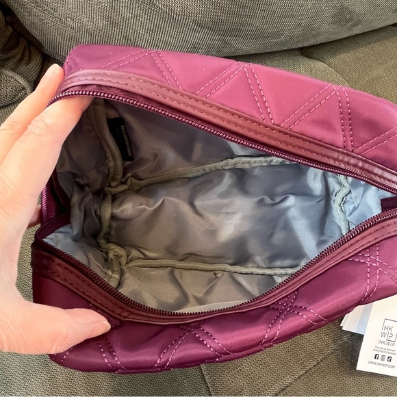 🦌🥑NWT IHKWIP Cosmetic Case Pouch Quilted Merlot Purple - Picture 7 of 11